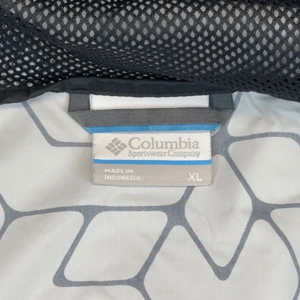 Columbia Windbreaker Jacket XL White Black Geometric Print Colorblock Full Zip